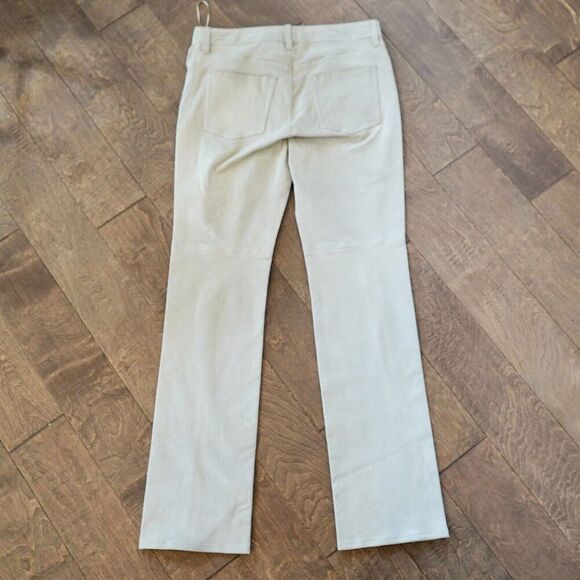 LAUREN RALPH LAUREN High Rise Straight Suede Pants Women's 10 Pale Parchment NWT - Picture 2 of 14